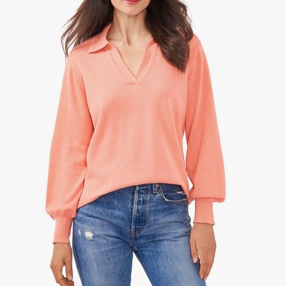 Vince Camuto Collared Vneck Sweater Coral Size XL - Picture 1 of 7